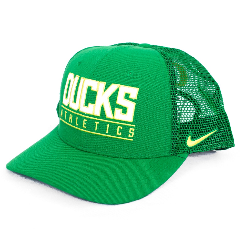 Classic Oregon O, Nike, Green, Trucker, Polyester Blend, Accessories, Unisex, Structured, Athletics, Adjustable, Hat, 812082